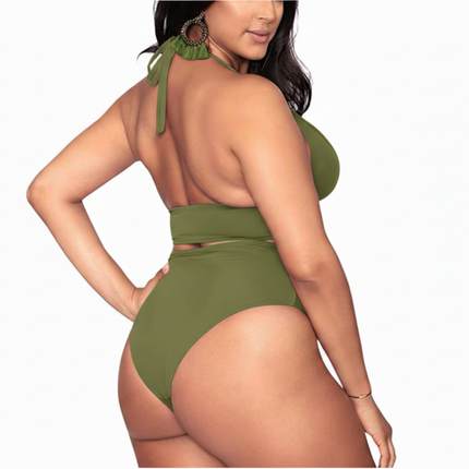 Lovely Vibrant Plus Size Bikini  Green