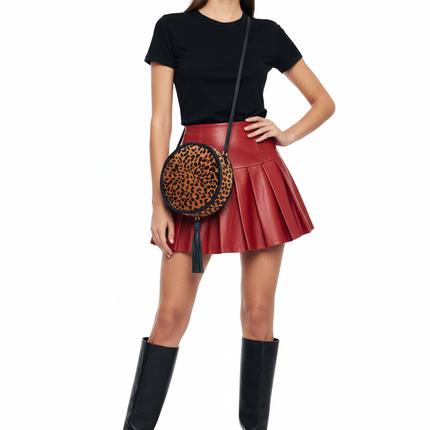 Circle Cowhide Jaguar Cross Body