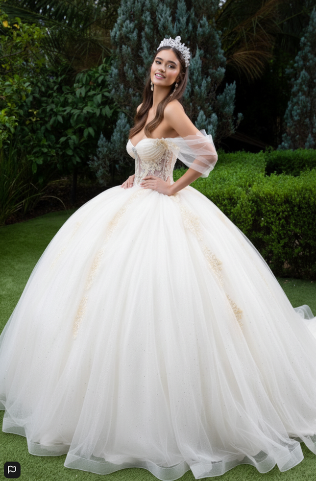 Royal Sheer Radiance Sweetheart Gown - Champagne