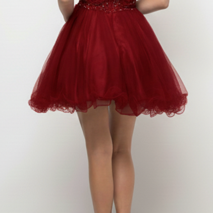 Short Layered Cocktail Dress - Burgundy Gold