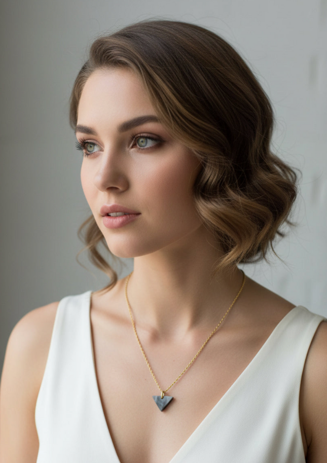 Nho Be Mini Triangle  Charm Necklace - Dark