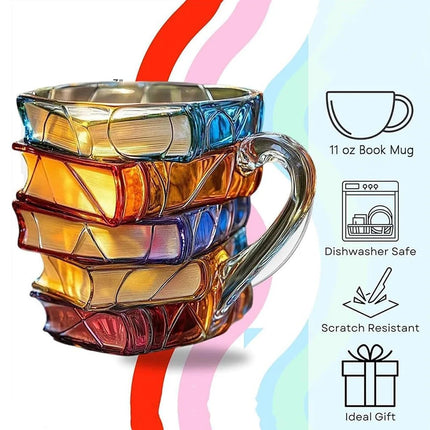 3D Painted Stacked Books Mug