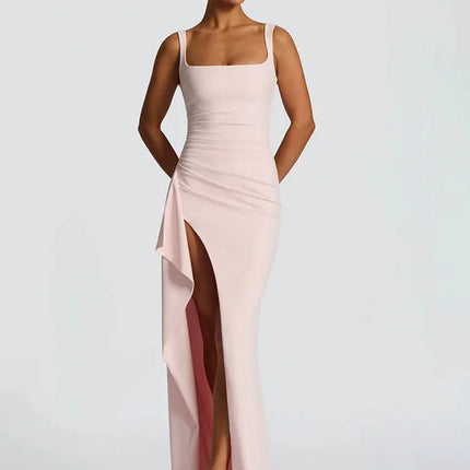 Elegant Spaghetti Strap  Dress With Thigh High Split