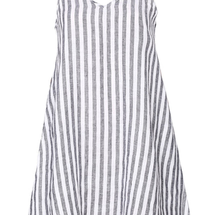 Short Tent Dress in Linen Stripes