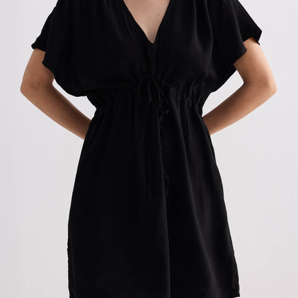 Short Gathered Dress in Black