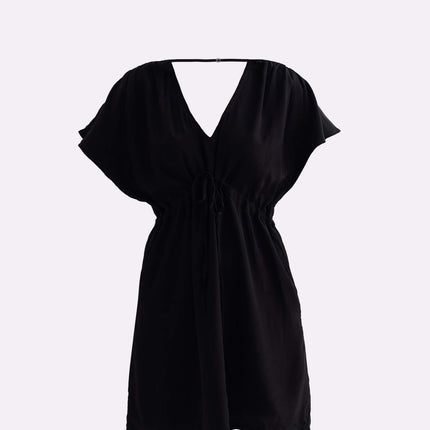 Short Gathered Dress in Black