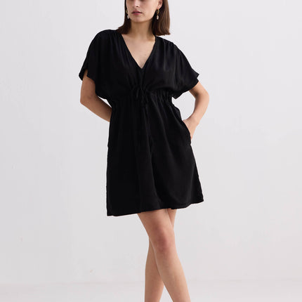 Short Gathered Dress in Black