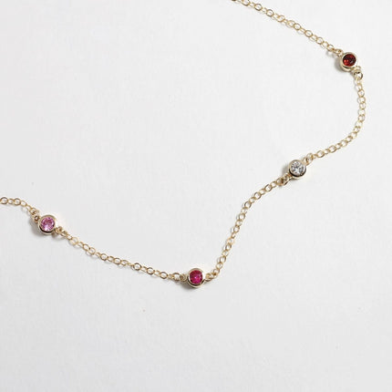 Customized Birthstone Station Necklace
