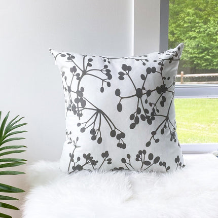 Grey Viburnum Berries on White Throw Pillow