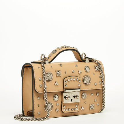 Small Leather Crossbody Studded Tan Purse