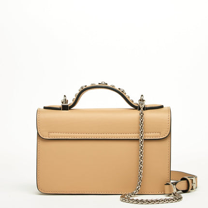 Small Leather Crossbody Studded Tan Purse