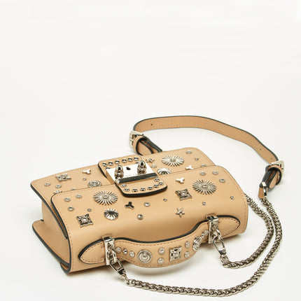 Small Leather Crossbody Studded Tan Purse