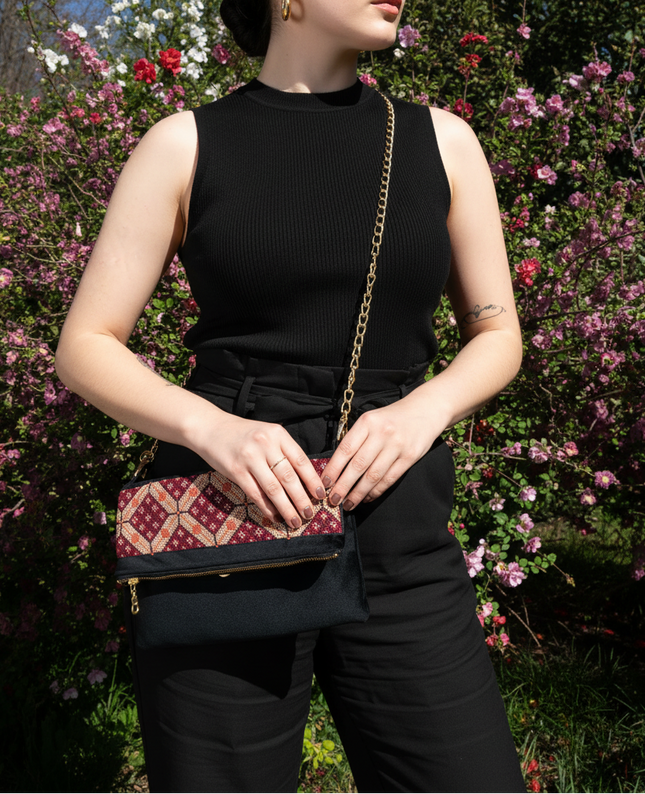 Velvet Tatreez Crossbody - Berry