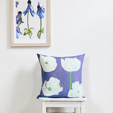 White Poppies On Violet Throw Pillow