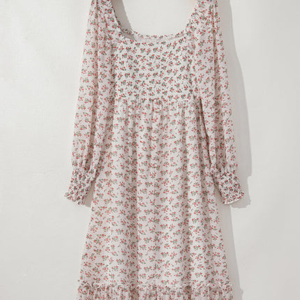 Delaney Ruffled Hem Square Neck Midi Dress