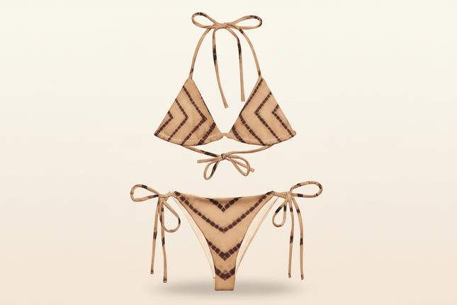 Vega String Bikini in Tan Shibori