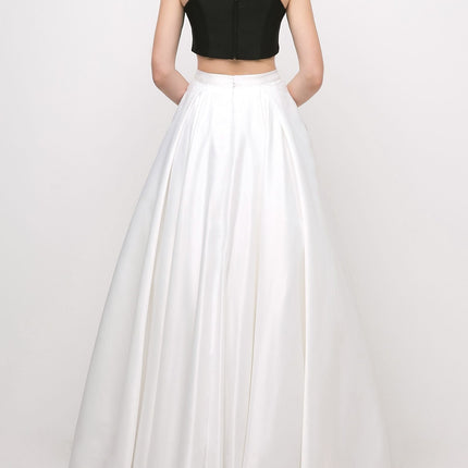 Off the Shoulder Two Piece Gown. - Black & White
