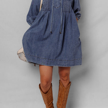 Autumn Tied Pleated Mini Dress