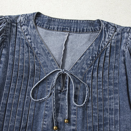 Autumn Tied Pleated Mini Dress