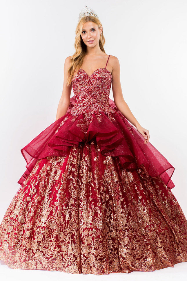 Glitter Royale Gown In Burgundy