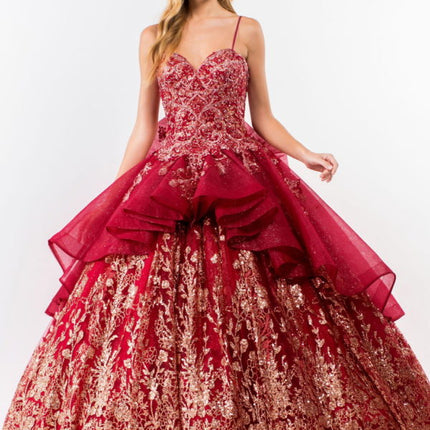 Glitter Royale Gown In Burgundy