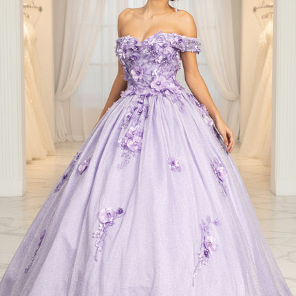 Lilac Enchanted Bloom Jewel‑Dust Gown