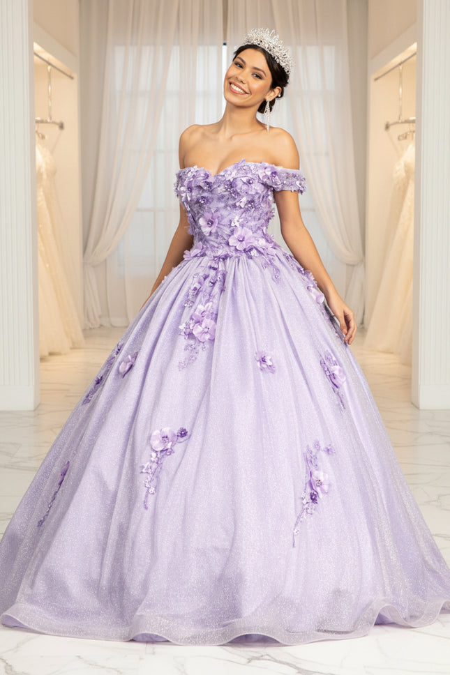 Lilac Enchanted Bloom Jewel‑Dust Gown