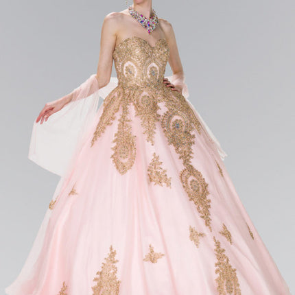 Tulle Sweetheart Ball Gown with Embroidery and Beads - Mask Not Included