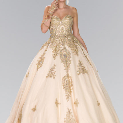 Tulle Sweetheart Ball Gown with Embroidery and Beads - Mask Not Included