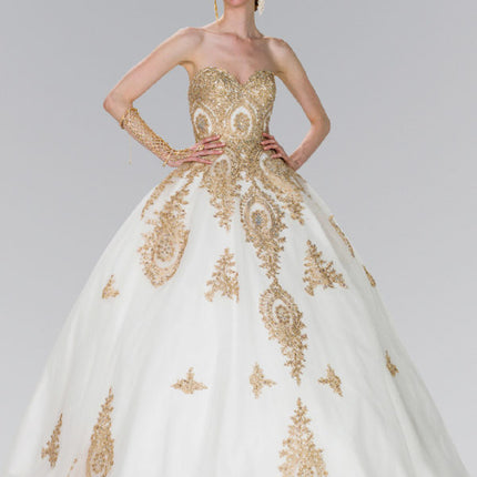 Tulle Sweetheart Ball Gown with Embroidery and Beads - Mask Not Included