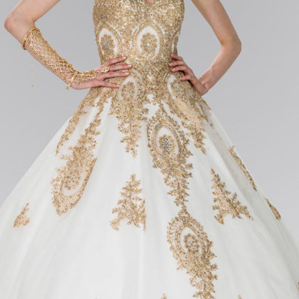 Tulle Sweetheart Ball Gown with Embroidery and Beads - Mask Not Included
