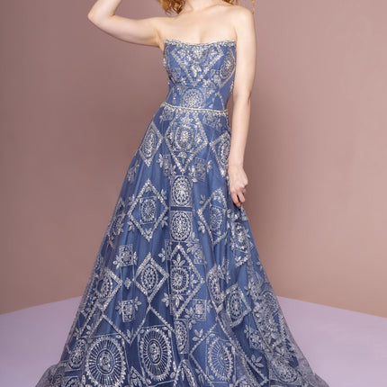 Neckline Glitter Mesh Dress