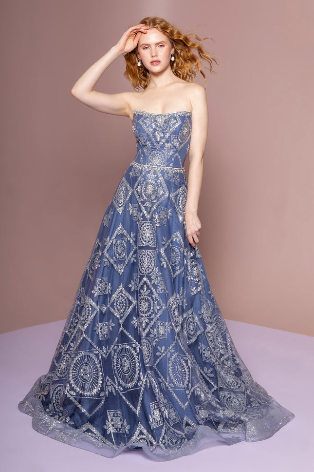 Neckline Glitter Mesh Dress