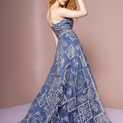 Neckline Glitter Mesh Dress