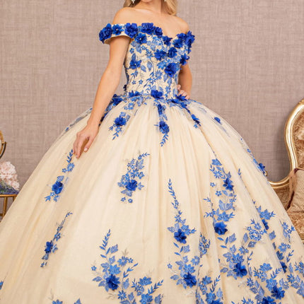 Royal Blue Couture Off‑Shoulder Gown