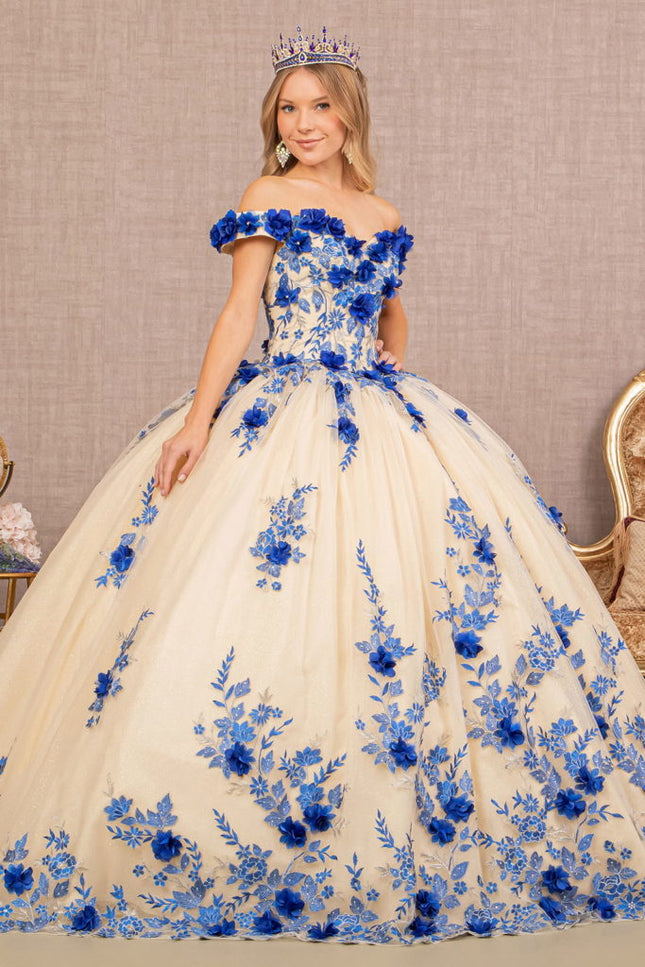 Royal Blue Couture Off‑Shoulder Gown