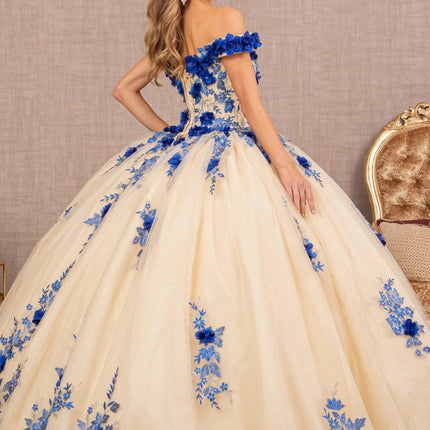 Royal Blue Couture Off‑Shoulder Gown