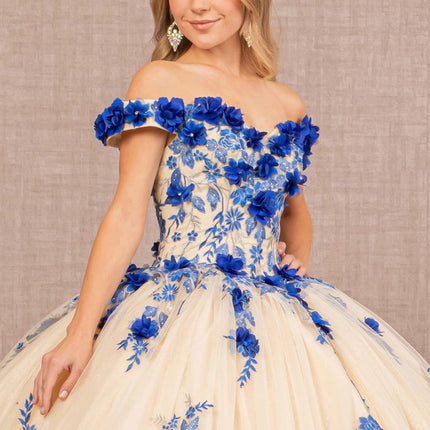 Royal Blue Couture Off‑Shoulder Gown