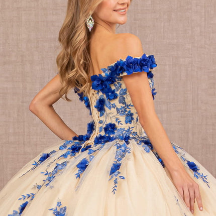 Royal Blue Couture Off‑Shoulder Gown