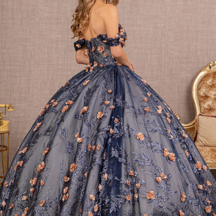 Navy Luminous Elegance Off‑Shoulder Gown