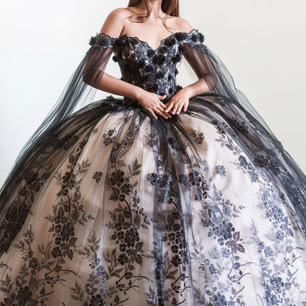 Radiant Black and Chapamgne Luxe Gown