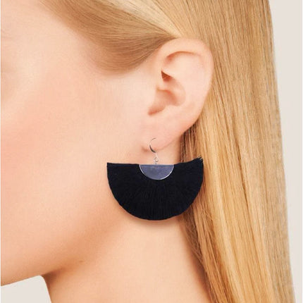 Silver Half Moon Fan Earrings