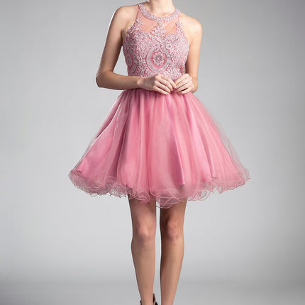Short Layered Cocktail Dress Rose or Mauve