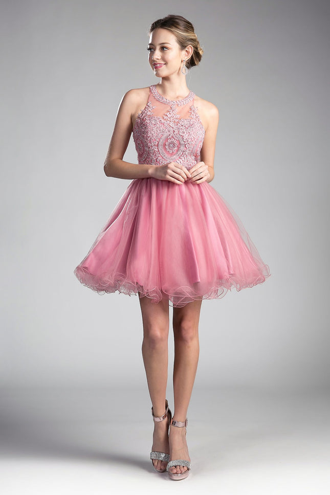 Short Layered Cocktail Dress Rose or Mauve